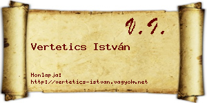 Vertetics István névjegykártya